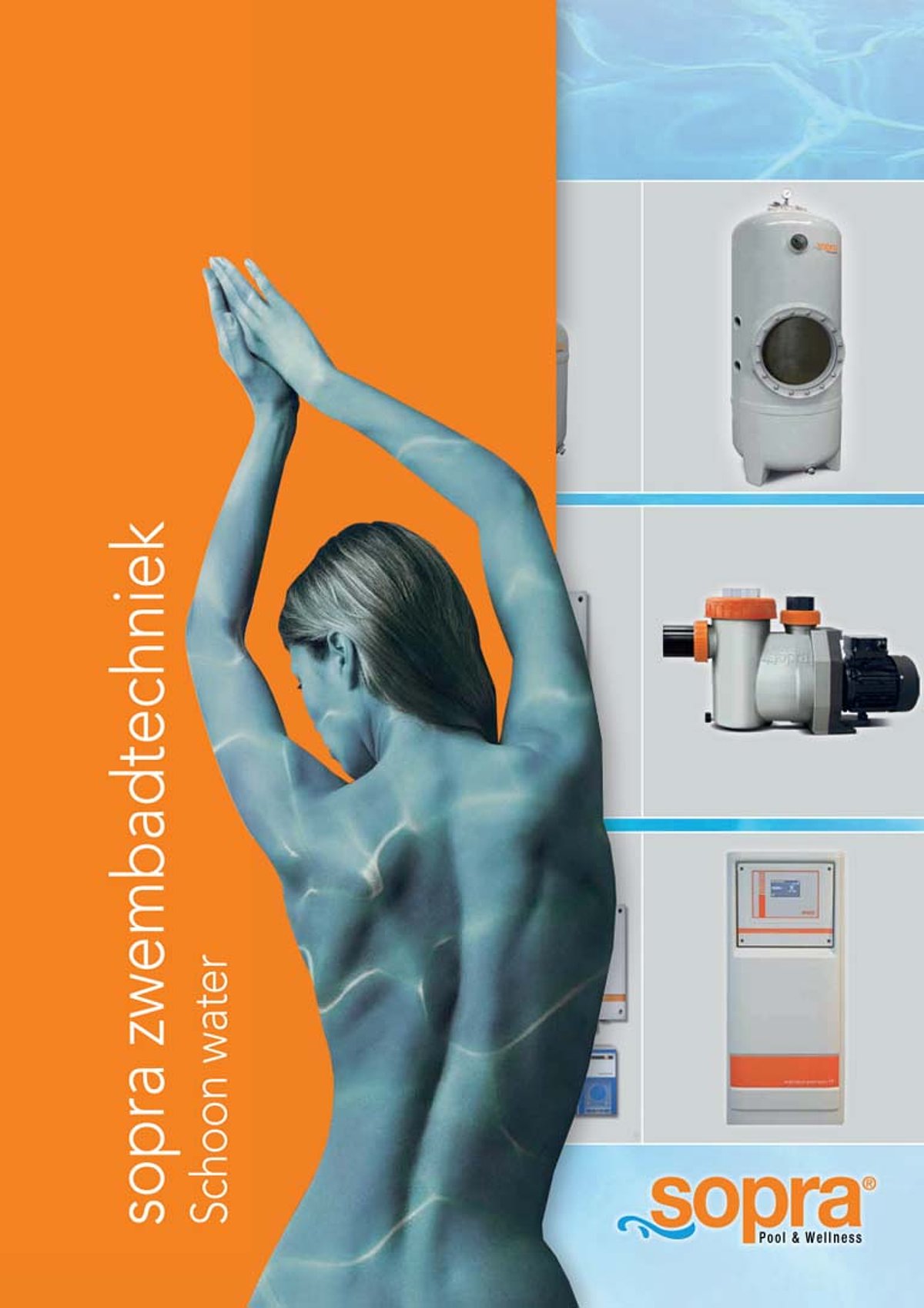 Cover van de sopra zwembadtechniek brochure.